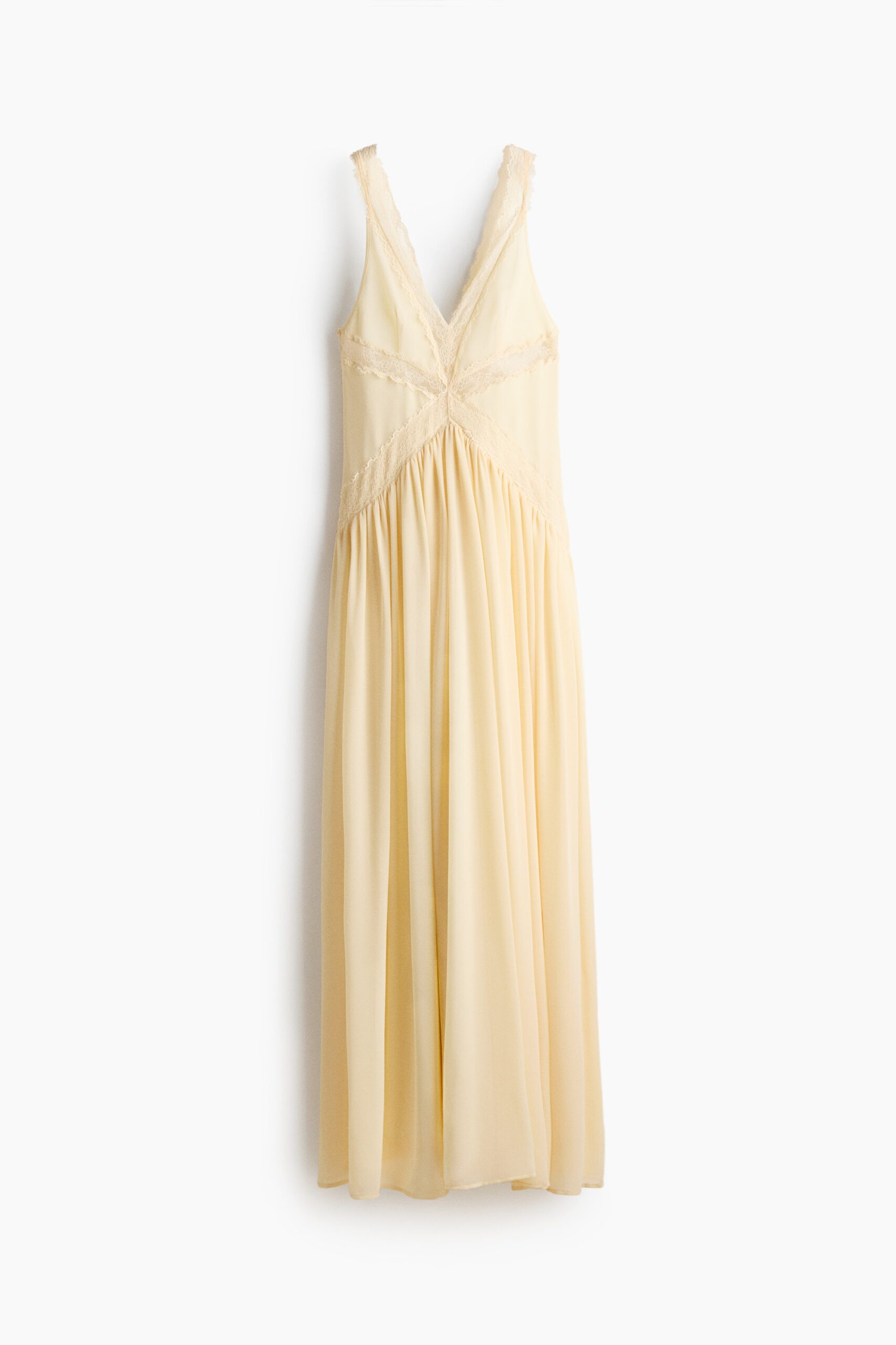 H & M - Jurk van chiffon met kant - Geel H & M - Jurk van chiffon met kant - Geel