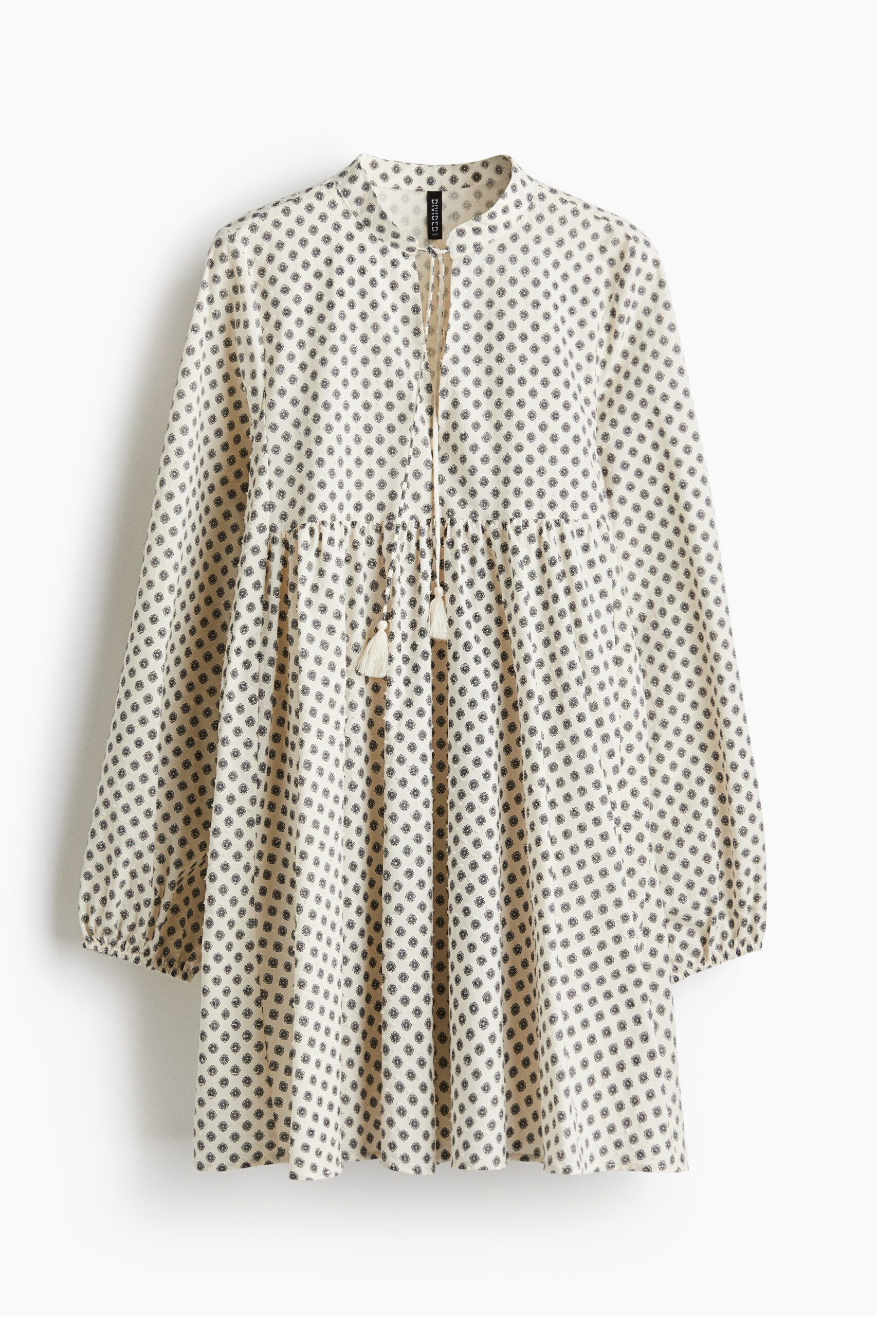 H & M - Katoenen jurk met strikbandjes - Wit/Bloemen H & M - Katoenen jurk met strikbandjes - Wit/Bloemen