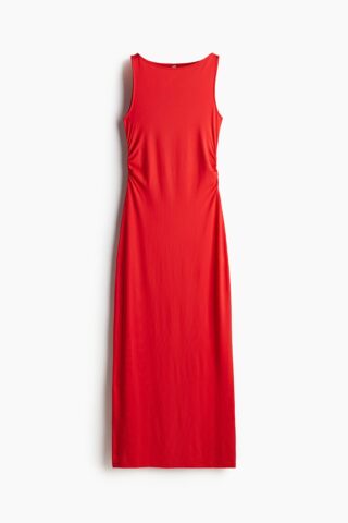H & M - Gedrapeerde lange bodyconjurk - Rood