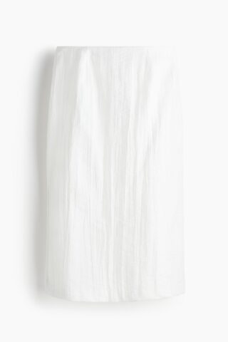 H & M - Kokerrok met crinkle-effect - Wit