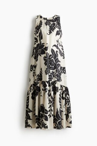 H & M - MAMA Volumineuze maxi-jurk - Roomwit/Bloemen