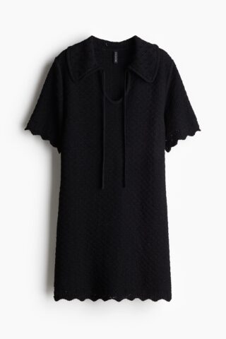 H & M - Ajourgebreide jurk - Zwart