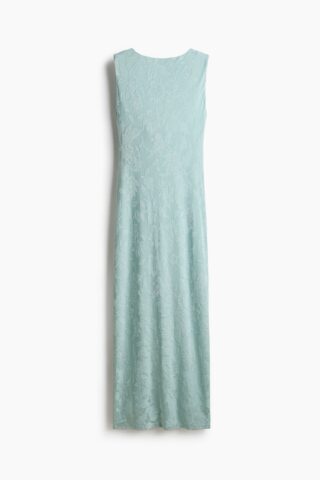 H & M - Jurk van jacquardtricot met rugdecolleté - Lichtturkoois