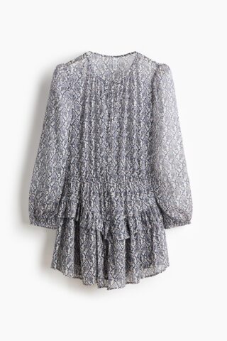 H & M - Jurk met volant - Roomwit/Bloemen