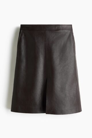 H & M - Rok met coating - Donkerbruin