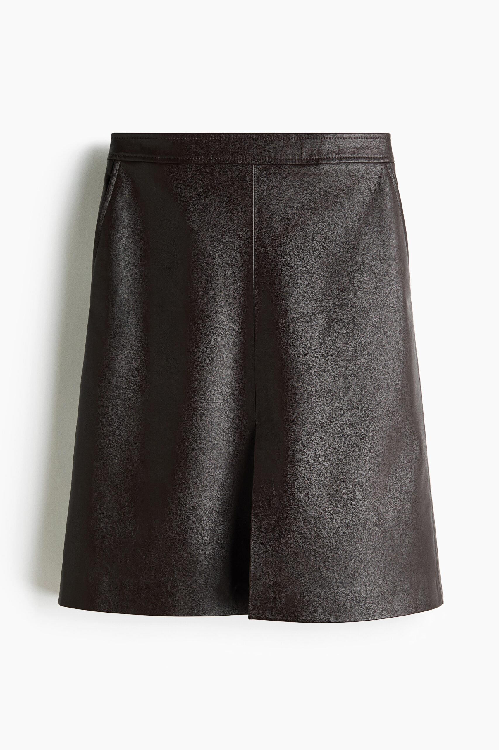 H & M - Rok met coating - Donkerbruin