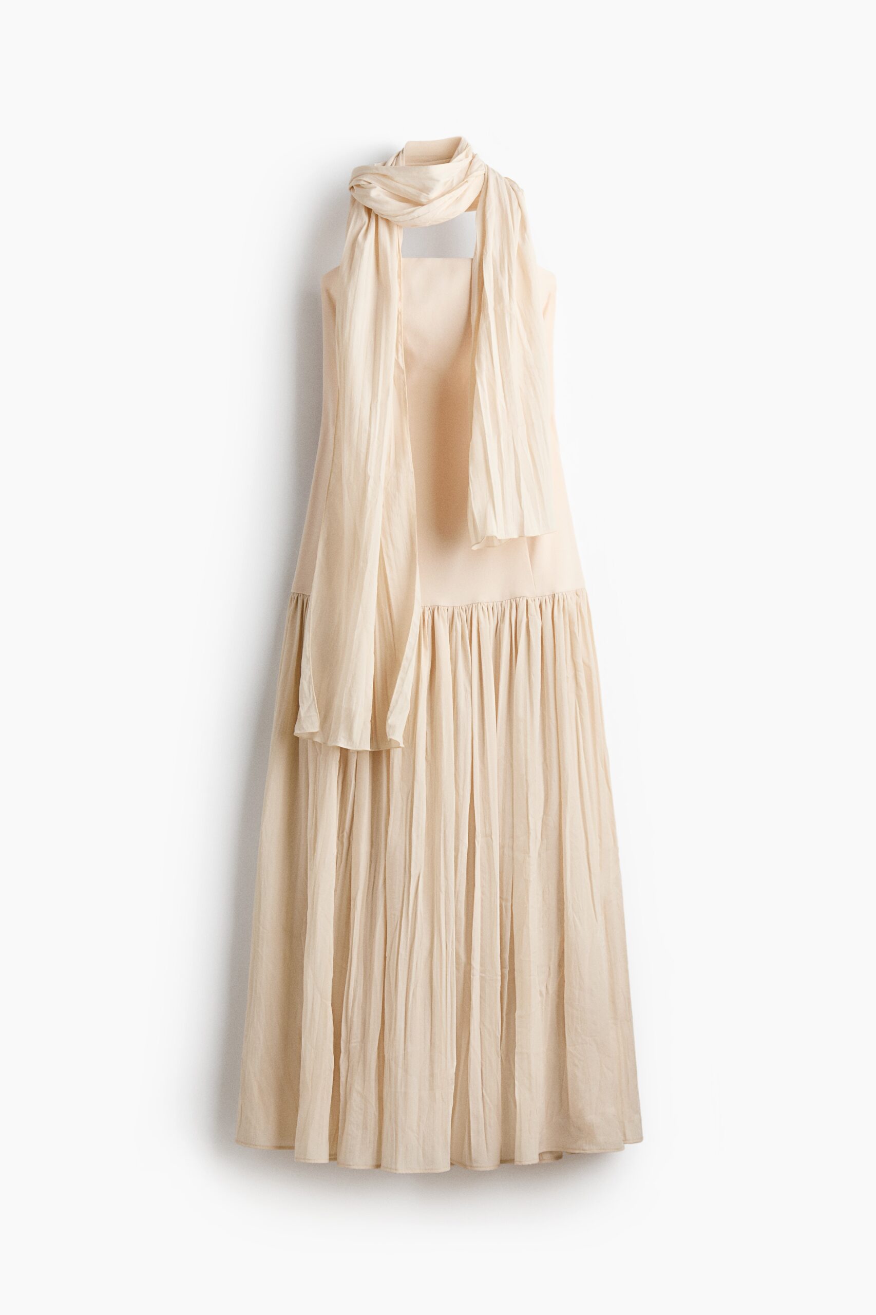H & M - Bandeaujurk met sjaal - Lichtbeige
