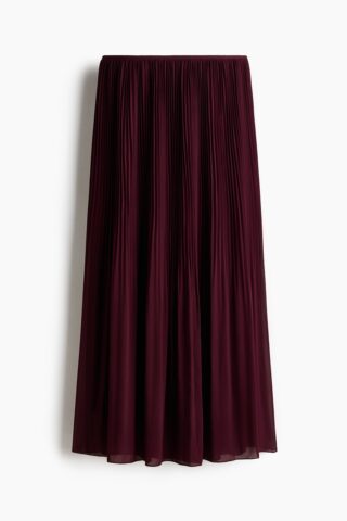 H & M - Plissérok van chiffon - Bordeauxrood