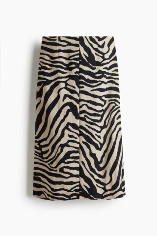 H & M - Midirok - Lichtbeige/Zebradessin