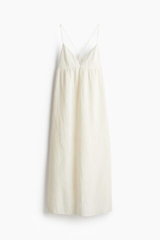 H & M - Maxi-jurk met strikbandjes - Roomwit