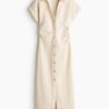 H & M - Denim jurk met korte mouwen - Roomwit