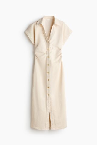 H & M - Denim jurk met korte mouwen - Roomwit