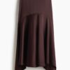 H & M - Rok van satijnen twill - Donkerbruin