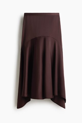 H & M - Rok van satijnen twill - Donkerbruin