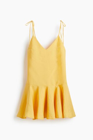 H & M - Jurk met uitlopende rok - Geel