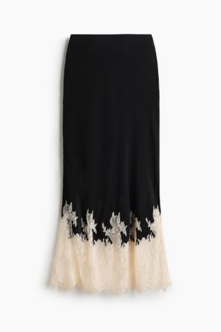 H & M - Rok met kant - Zwart
