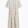 H & M - Overhemdjurk van linnenmix - Roomwit/Gestreept