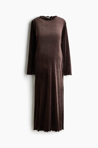 H & M - MAMA Glitterende velours jurk - Donkerbruin