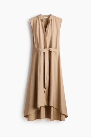 H & M - Overhemdjurk met strikceintuur - Beige