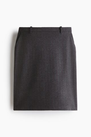 H & M - Tricot kokerrok - Grijs Gemêleerd/Gestreept