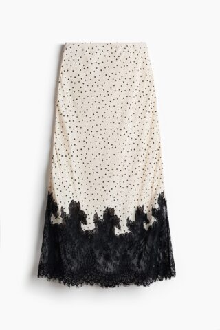 H & M - Rok met kant - Roomwit/Polkadot