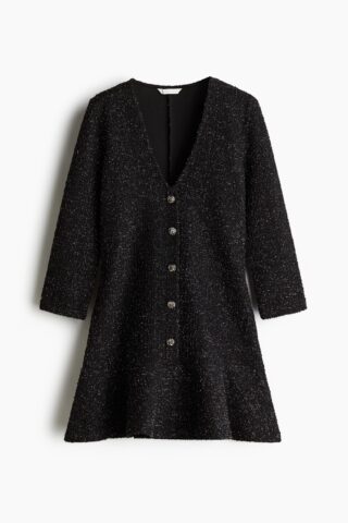 H & M - Glitterende bouclé jurk - Zwart