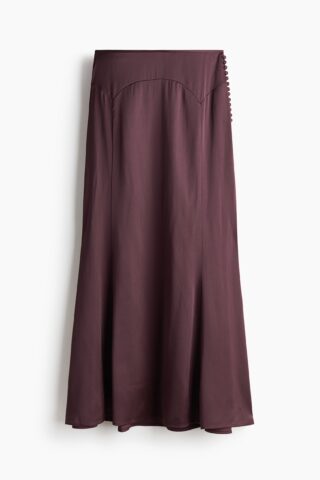 H & M - Uitlopende rok met knopen - Dusty Donkerpaars