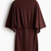 H & M - Cape-sleeved low-back dress - Donkerbruin