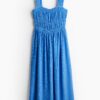 H & M - Jurk met smokwerk - Blauw