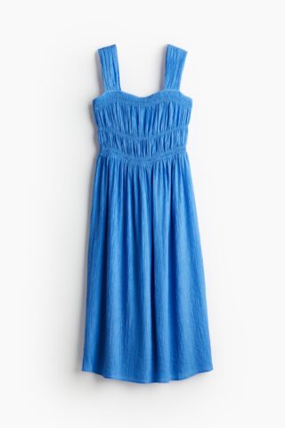 H & M - Jurk met smokwerk - Blauw