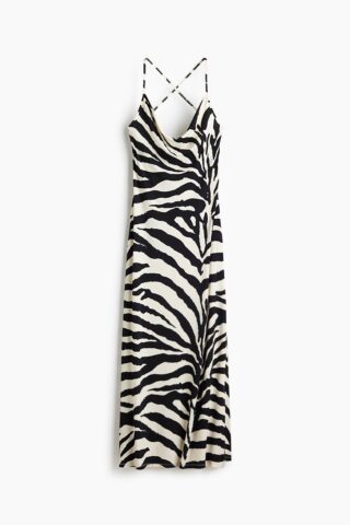 H & M - Printed cowl-neck dress - Zwart/Zebradessin