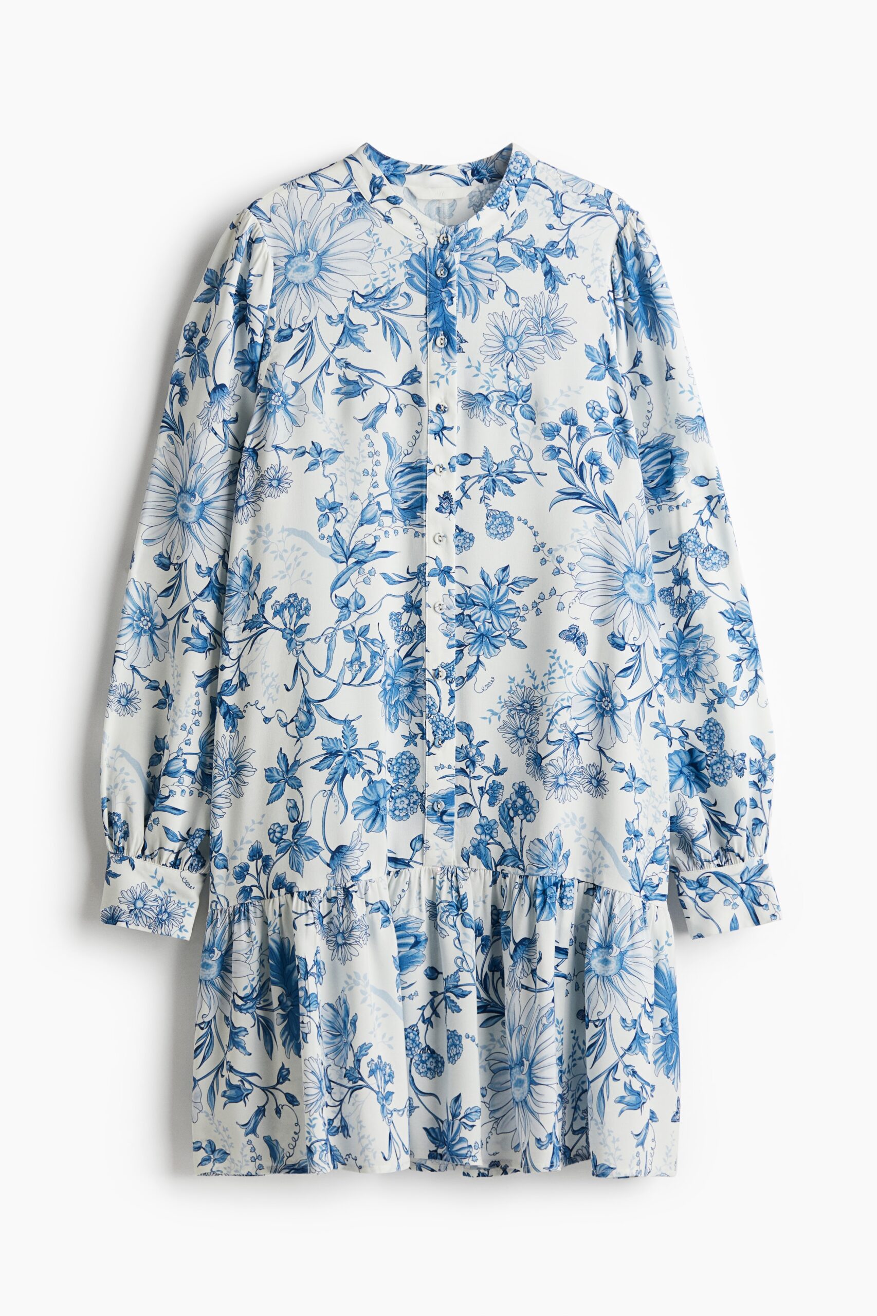 H & M - Gedessineerde jurk van viscose - Wit/Blauwe Bloemen H & M - Gedessineerde jurk van viscose - Wit/Blauwe Bloemen