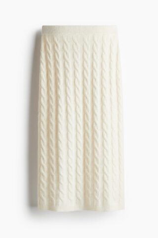 H & M - Kabelgebreide rok - Roomwit