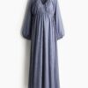 H & M - MAMA Maxi-jurk met ballonmouwen - Dusty Blauw