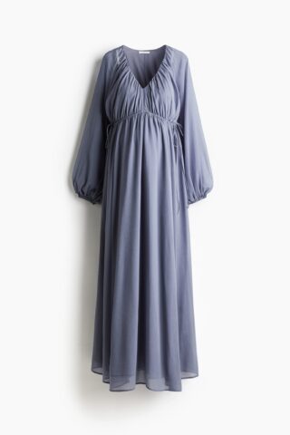 H & M - MAMA Maxi-jurk met ballonmouwen - Dusty Blauw
