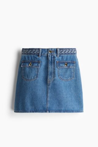 H & M - Denim rok met gevlochten bies - Denimblauw