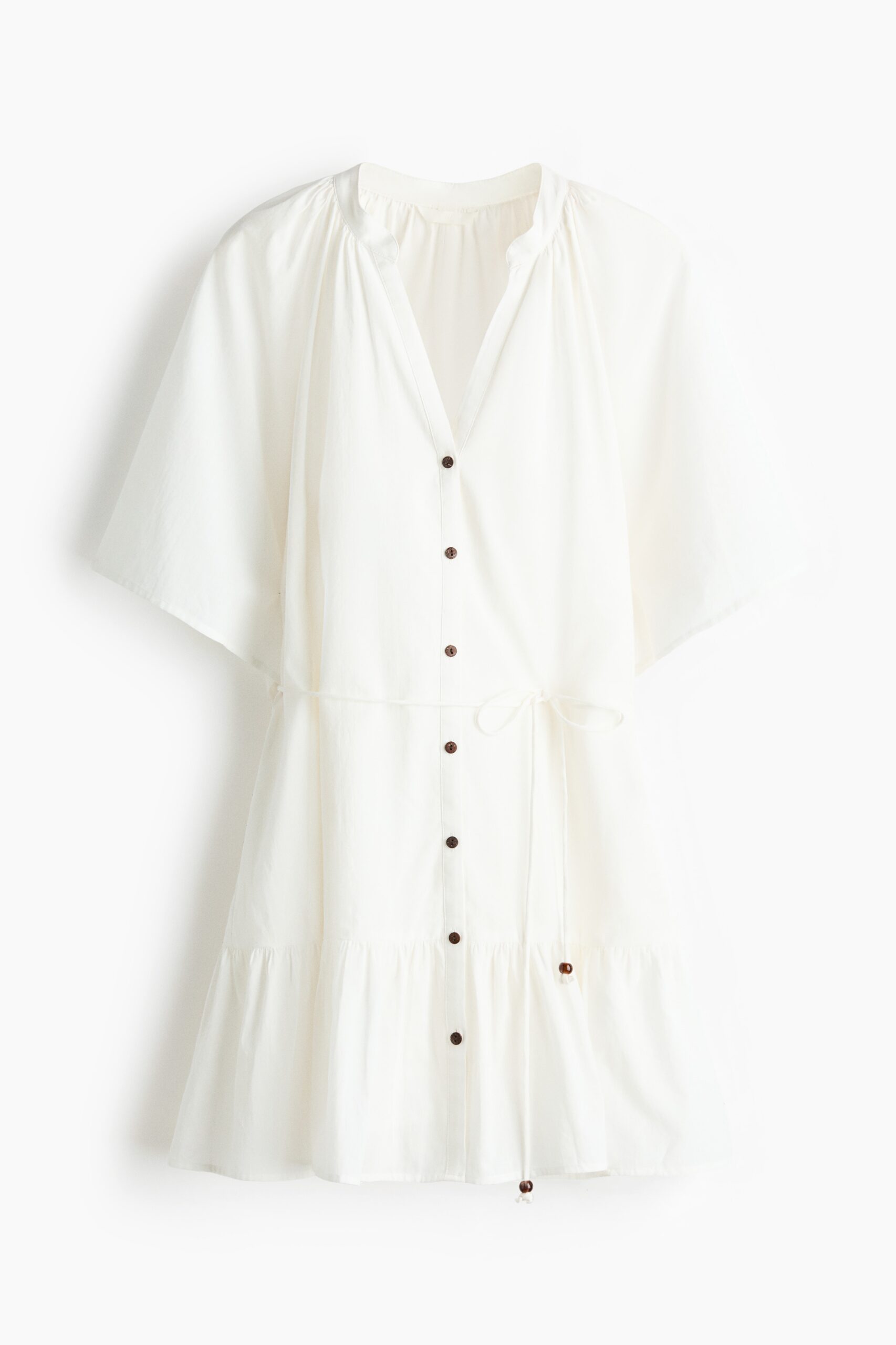H & M - Overhemdjurk met strikceintuur - Roomwit H & M - Overhemdjurk met strikceintuur - Roomwit