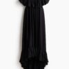 H & M - Off-the-shoulderjurk met broderie anglaise - Zwart