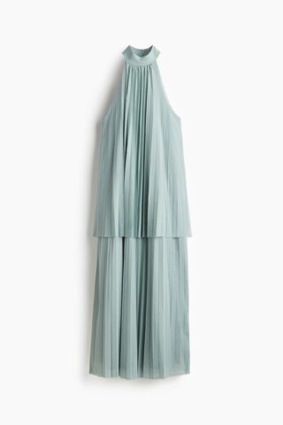 H & M - Plisséjurk - Dusty Turkoois