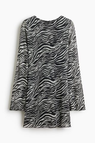 H & M - Jurk met strikbandjes en print - Zwart/Zebradessin