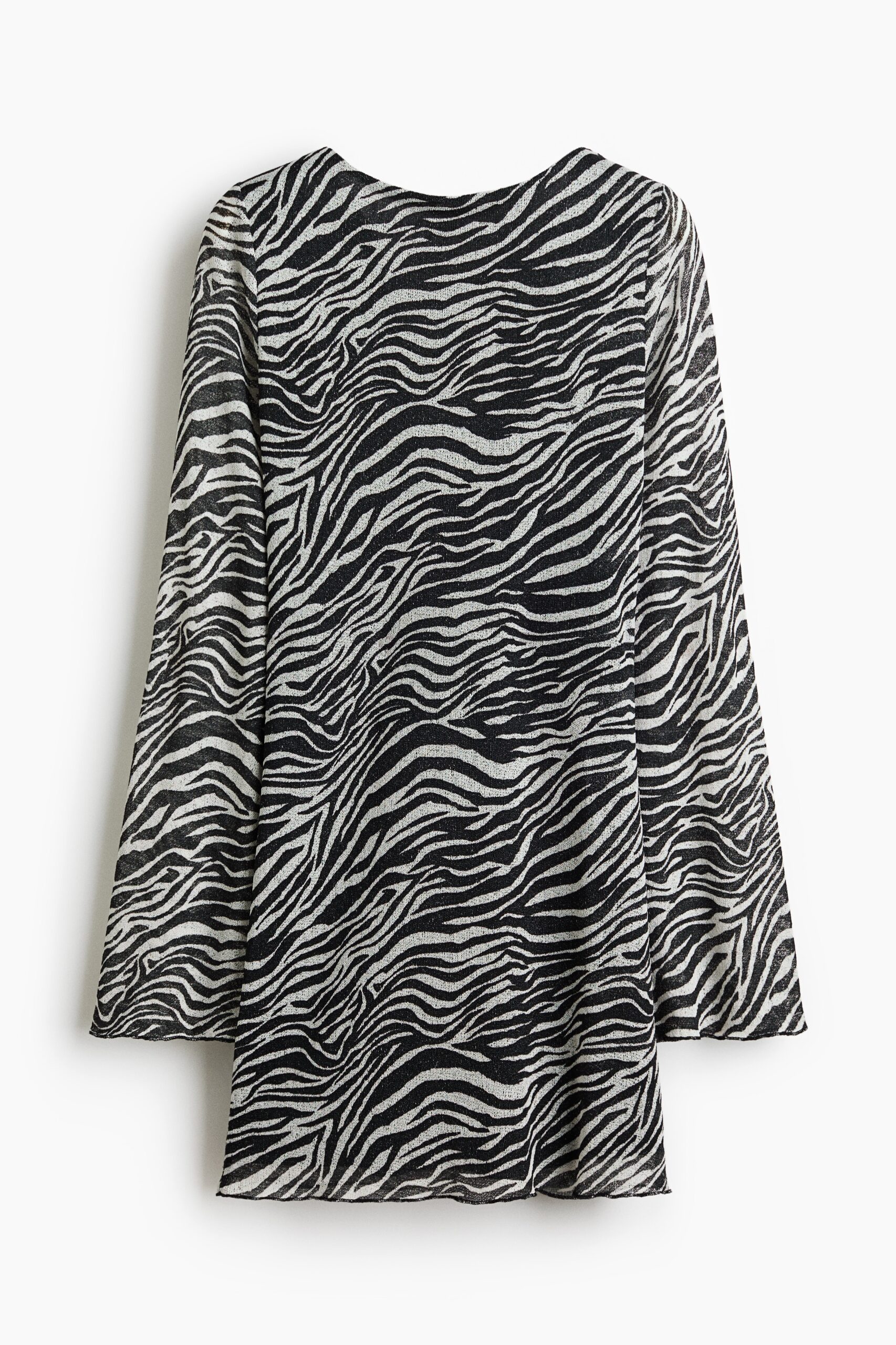 H & M - Jurk met strikbandjes en print - Zwart/Zebradessin