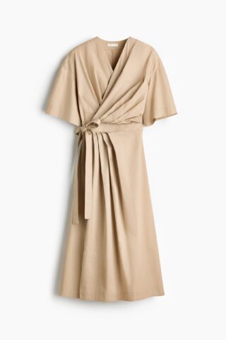 H & M - Halflange overslagjurk - Beige