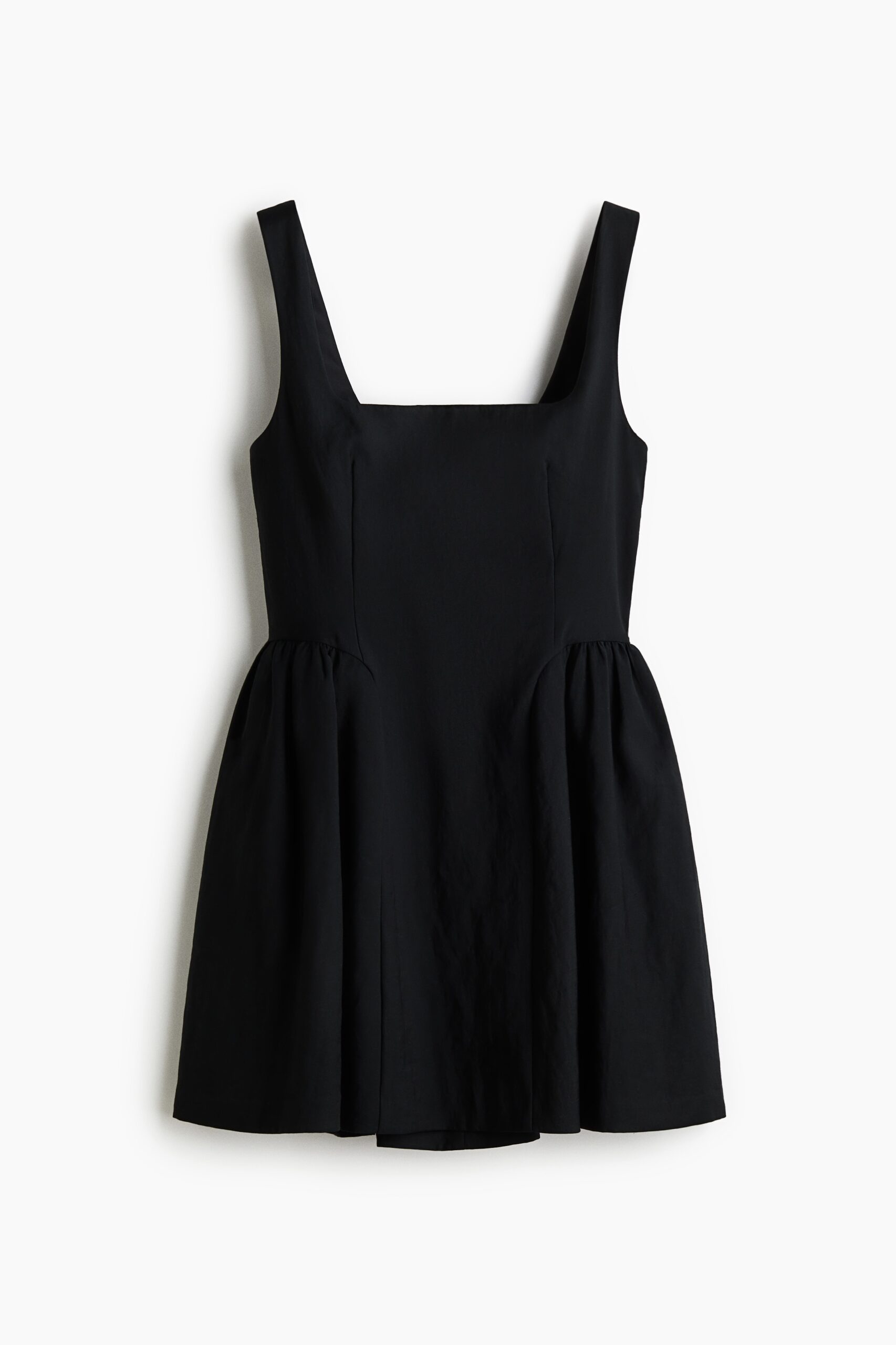 H & M - Ingerimpelde jurk met vierkante hals - Zwart