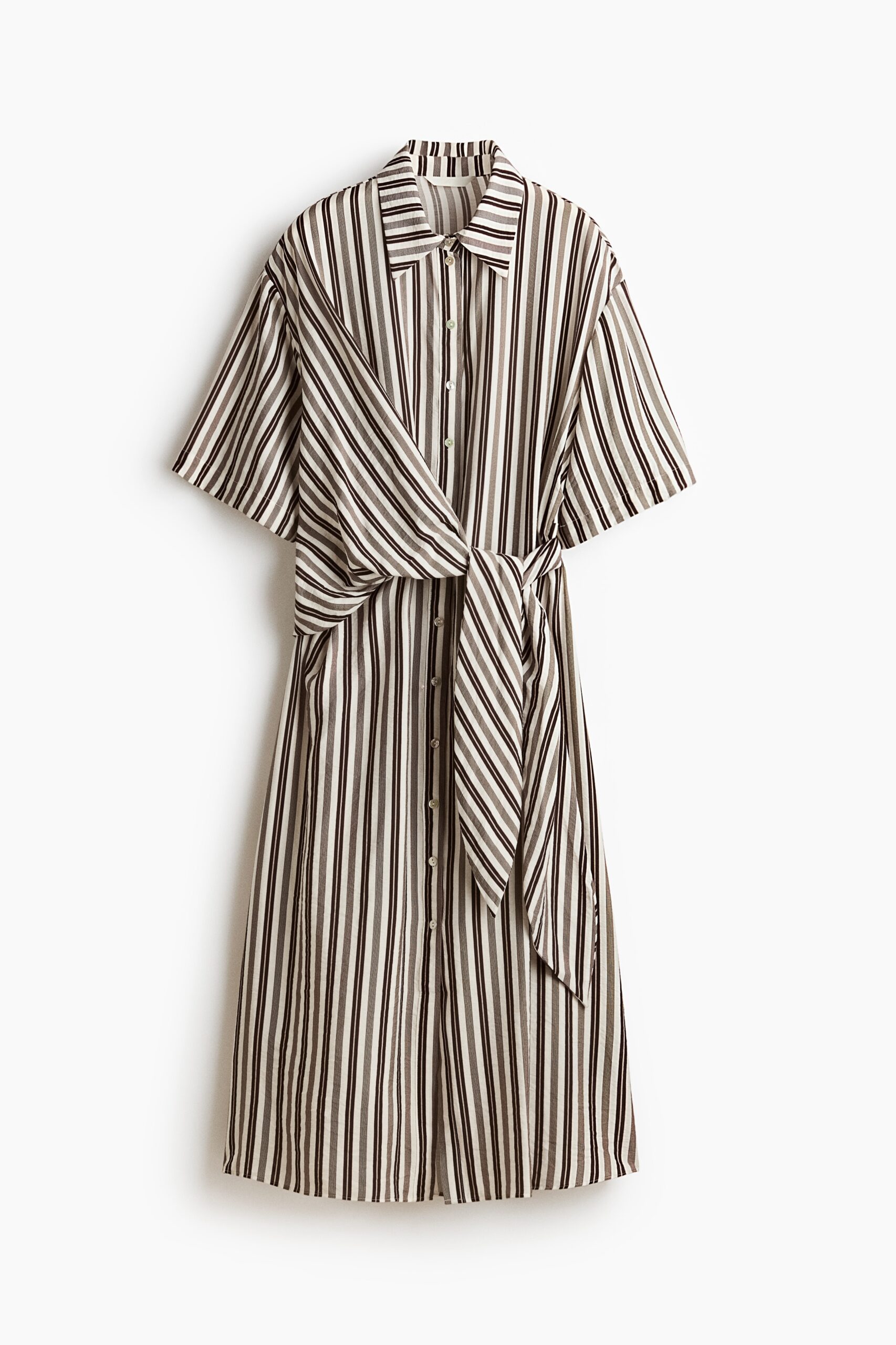 H & M - Overhemdjurk met geknoopt detail - Roomwit/Gestreept H & M - Overhemdjurk met geknoopt detail - Roomwit/Gestreept