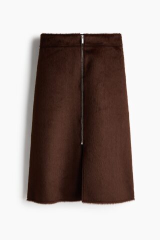H & M - Rok met rits - Donkerbruin