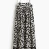 H & M - Midi-jurk met strikbandjes - Zwart/Lichtbeige