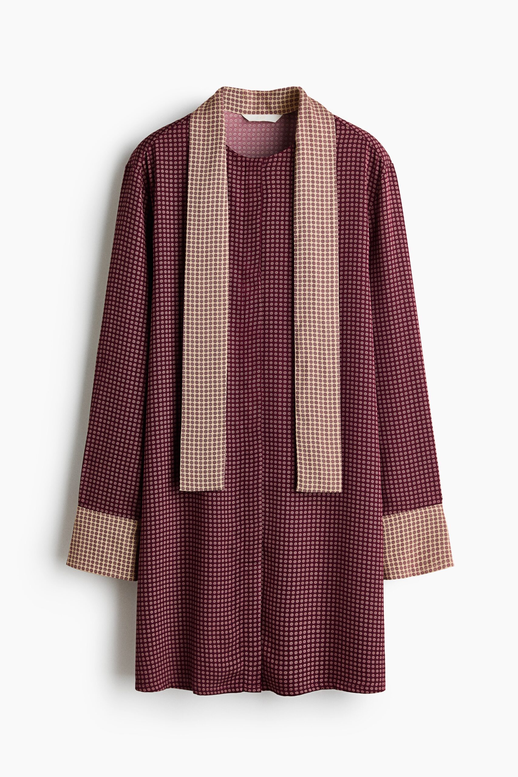 H & M - Doorknoopjurk met sjaalkraag - Donker Pruimenrood/Dessin H & M - Doorknoopjurk met sjaalkraag - Donker Pruimenrood/Dessin