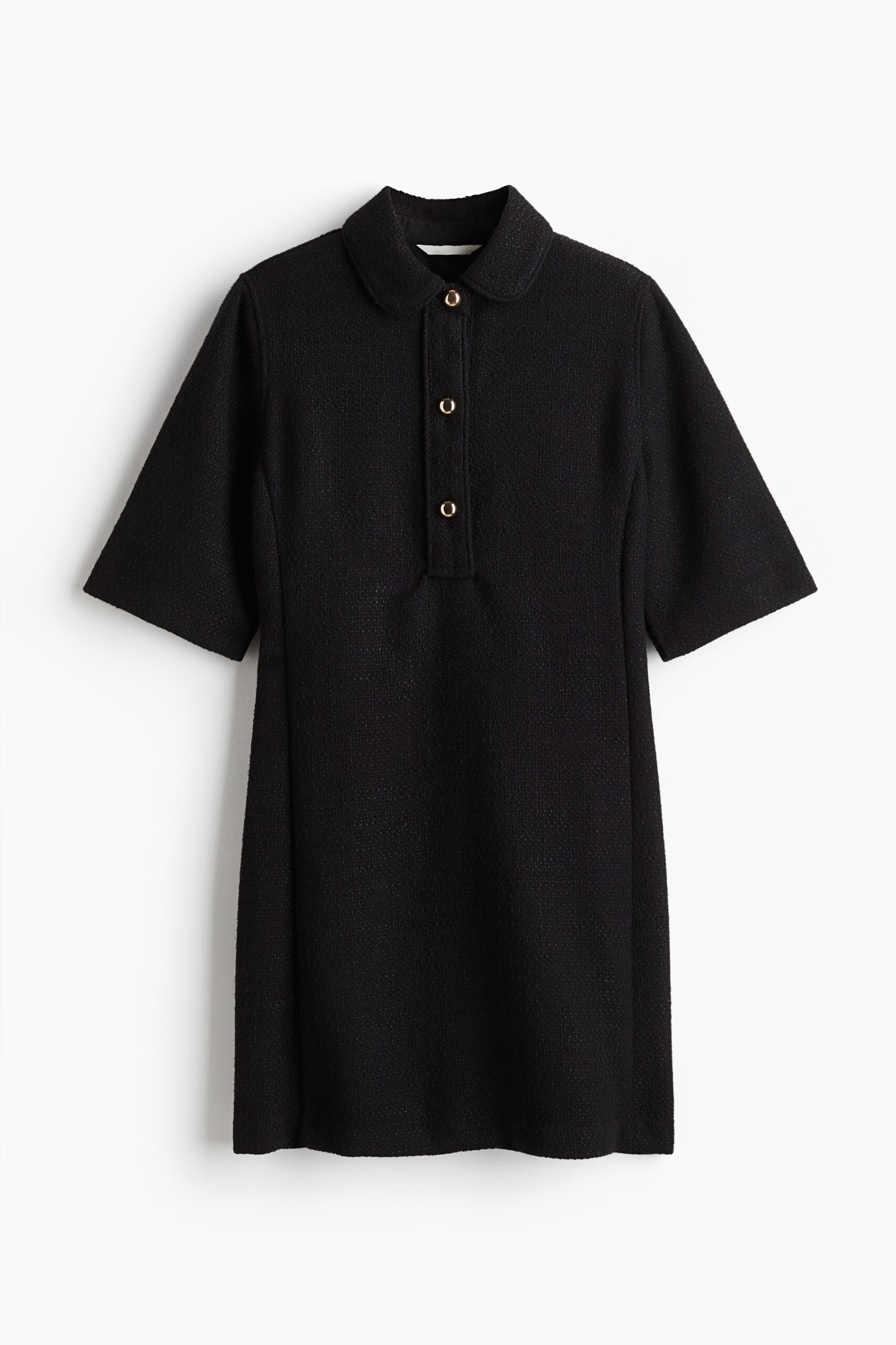 H & M - Bouclé jurk met kraag - Zwart