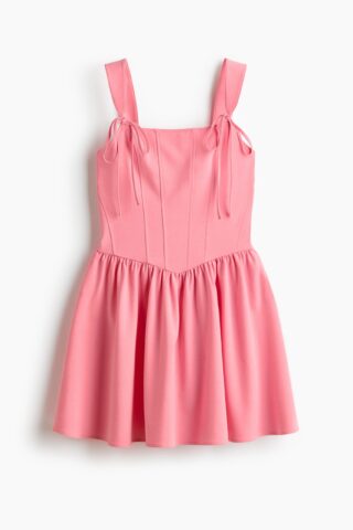 H & M - Uitlopende jurk met strikbandjes - Roze