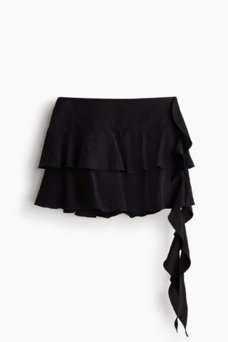 H & M - Gedrapeerde volantrok - Zwart